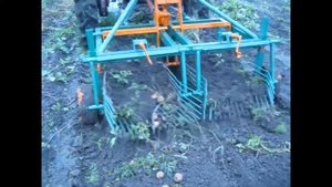 Картофелекопалка 77779999 двухрядная, вибрационная, тракторная грохотная самодельная проба.