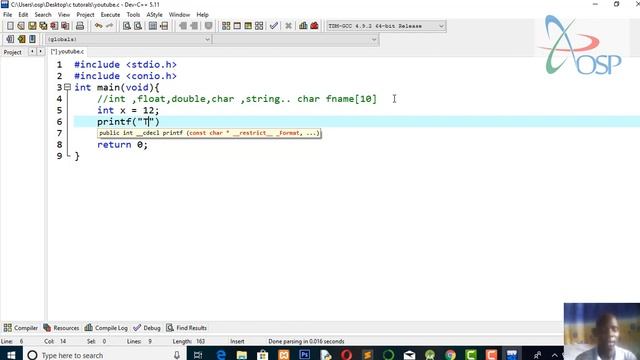 C programming Tutorial video best from osp pro 2019
