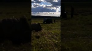 Т-40 и пресподборщик  ПР-200 в работе