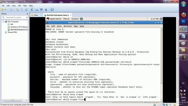 5 User Management Orapwd unitilty in DBA смотреть онлайн