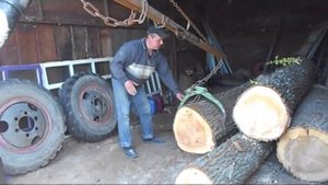 Самодельный кран к трактору. Погрузка леса