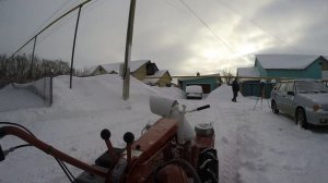 Чистка снега мотоблоками МТЗ и "УГРА"