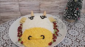 Новогодний салат БЫК на Новый год. Праздничный салат на новогодний стол. ВКУСНО и БЫСТРО