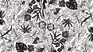 Рисую черно-белый цветочный узор | Процесс рисования! Таймлапс