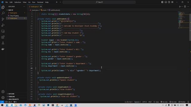 Day 7- Java Tamil Boot camp /Build a Console Application  / Developer Stack Academy|
