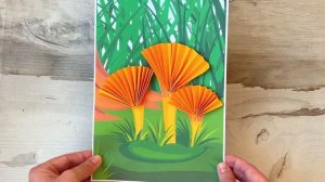 Объёмная аппликация из бумаги грибы, своими руками, поделка, мухомор, поганка, лисички, белый гриб