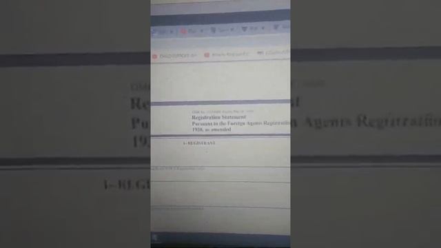 Registration Statement An The Foreign Agent Registration Act