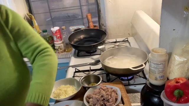 La cocina de mami NiLDA menú pasta con salsa blanca y atún arroz blanco