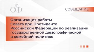 Организация работы Совета при Президенте РФ по реализации государственной демографической политики