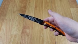 DEEJO STREET TATTOO SKATE ORANGE BLACK FOLDING 37G KNIFE - 1GB110