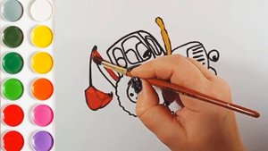 Синий трактор. Как нарисовать синий трактор. Раскраска. tractor cartoon