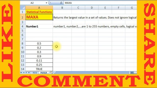 Statistical Functions In Excel Max Maxa