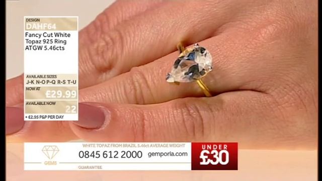 Gems TV selling White Topaz, Tanzanite, White Zircon Rings смотреть онлайн
