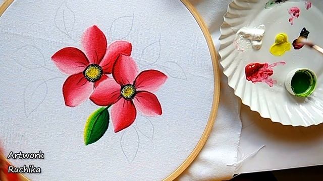 Painting on Cloth | How To Paint Flower on Clothes | Acrylic Painting on Fabric for Beginners смотреть онлайн