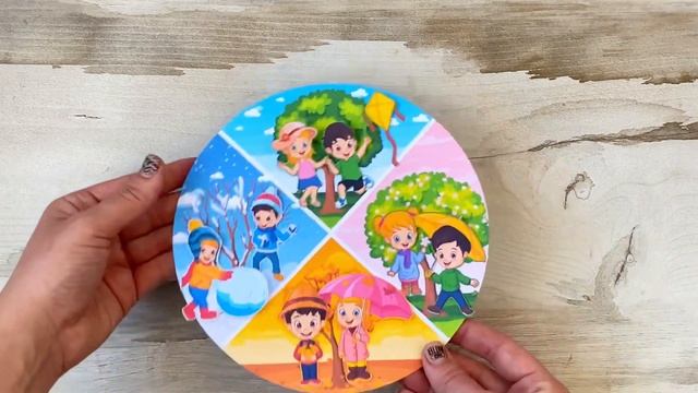Детская поделка, игра на липучках времена года с шаблонами из бумаги,  аппликация в садик, в школу