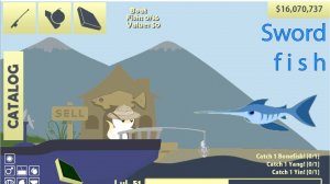 как поймать рыбу меч в игре cat goes fishing