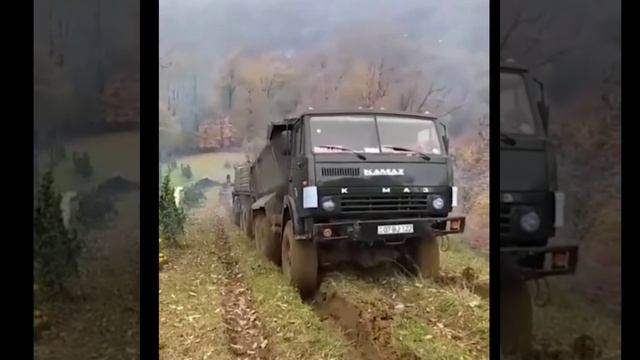 Преодолеть непреодолимое — проходимость КАМАЗа на практике 68, буксир в горку по грязевой колее