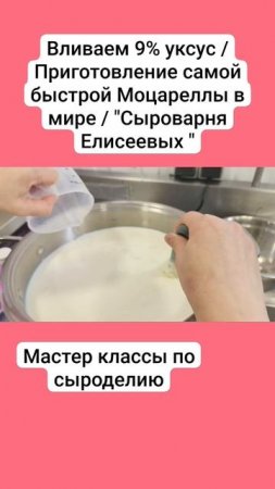 Вливаем 9% уксус / Приготовление самой быстрой Моцареллы в мире / "Сыроварня Елисеевых "