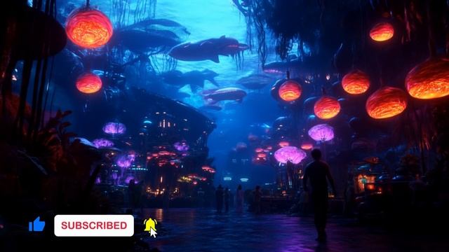 Neon Sirens - Sci-Fi AI Cinematic 4K   Futuristic Atlantis & Ethereal Synthwave Music