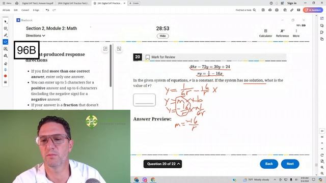 Digital SAT practice test 2 math harder module 2B number 20 || Ivy Masters