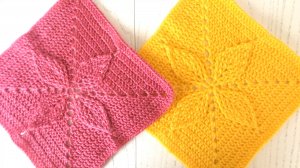 Мотив "Цветочный Квартет"// Великолепный объемный квадратный мотив крючком!