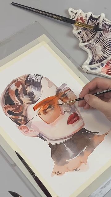 #shortvideo #каллиграфия #онлайнобучение #обучение #акварель #рисование #скетчинг #буквы #портрет (1
