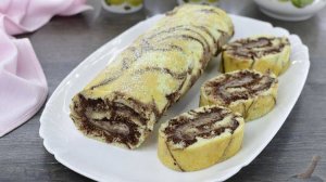 Совершенство в каждом кусочке. МРАМОРНЫЙ РУЛЕТ С БАНАНОВЫМ КРЕМОМ