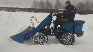 Чистка снега мини погрузчиком