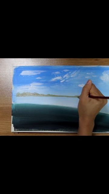 Paint the lake with acrylic in 1 minute #shorts смотреть онлайн