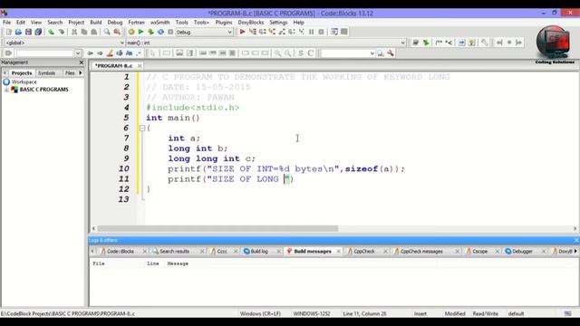 8-C Program to Demonstrate the Working of Keyword long
