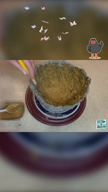 Гнездо из ниток и цемента #diy #декоризбетона #изцемента #идеидлясада #садовыефигуры #своимируками