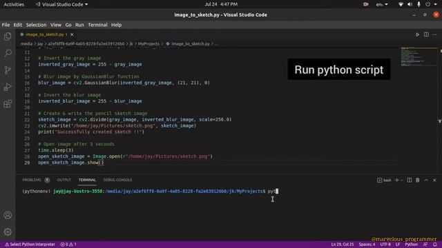 Convert Image Into Pencil Sketch | Python | Marvelous Programmer