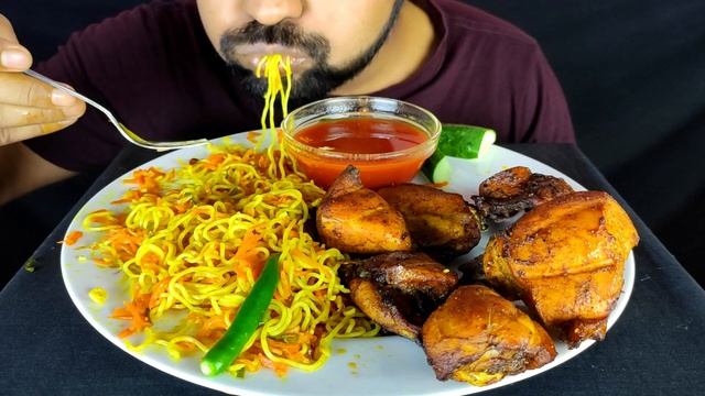 BBQ CHICKEN, VEG SPECIAL NOODLES, TOMATO SAUCE, CHILI & SALAD ASMR MUKBANG EATING SHOW| #LiveToEATT