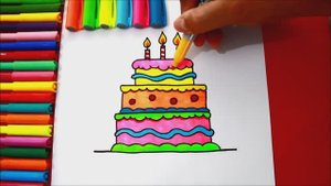 Как нарисовать 3-х ярусный праздничный ТОРТ в разных цветах