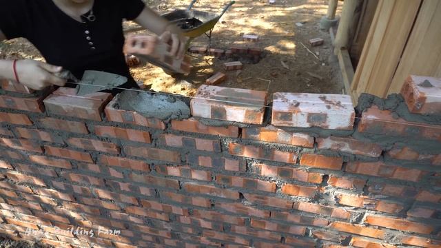 Building Kitchen Wall With Bricks And Cement, BUILD LOG CABIN, Ana's Building Farm