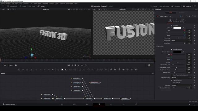 DaVinci Resolve FUSION -  How to create a nice 3D TEXT with soft lights, shadows and texture