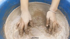 Asmr: Dusty Crispy Yellow Gritty Sand Cement Circles Floor & Water Crumbling + Dip + Pouring🤎 #asmr