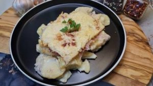 Картофель в сливках с беконом и сыром