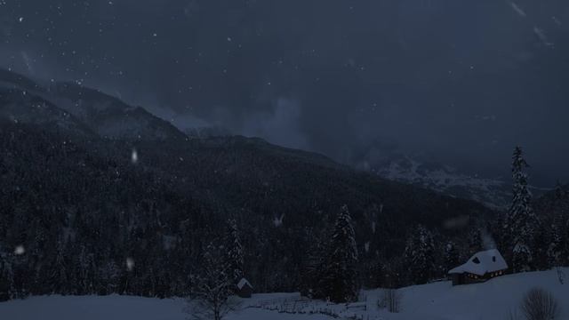 Снегопад в горах, Горы, Ночь смотреть онлайн