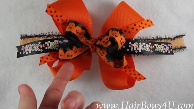 Orange with Smiling Pumpkins Halloween Hair Bow - video demo смотреть онлайн