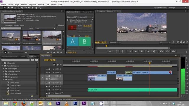 Montage vidéo Première CS 6   Partie 5   Les transitions vidéo Fondu