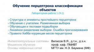 Лаб. 1 (4.1). Обучение перцептрона классификации объектов