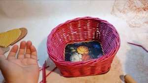 Фруктовница с фанерным дном из бумажной лозы