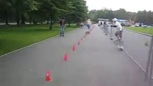skateboard slalom 50-cone World record for Latvian Gustavs Gailitis