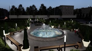 3D визуализация и видео-анимация парка. Ночной вид.