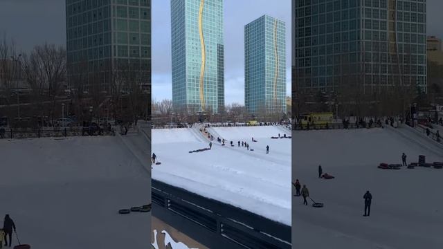 Астана зима , прогулка на набережной смотреть онлайн