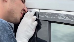 Видео установка 2Д дефлекторов окон / плоские ветровики на Hyundai Santa Fe 4 / Хендай Санта фе 4