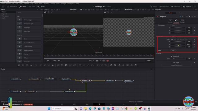 DaVinci Resolve 18.5 How to make a 3D object continuously rotate the easy way. Tutorial. смотреть онлайн