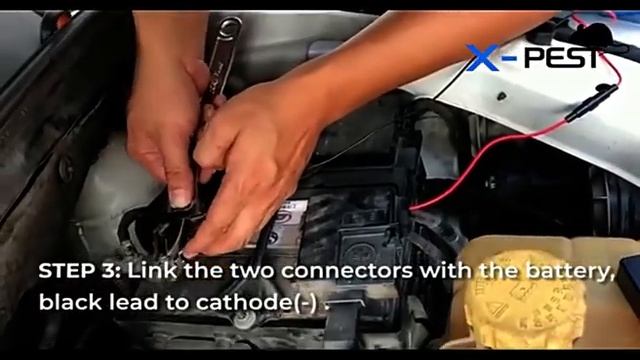 X-Pest Smart Under Hood Animal Repeller battery operated rodent repellent device for car engines.