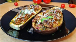 Лодочки из баклажанов и кабачков